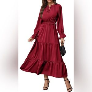 New wine midi dress
